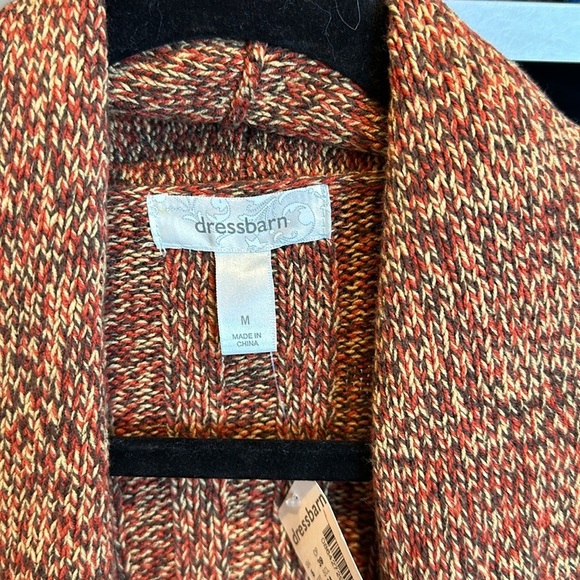 Dress Barn red/orangeange/green knitted open front cardigan an size M NWT - Picture 2 of 3